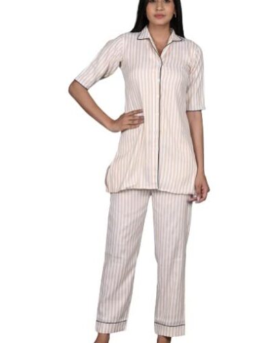 Tailored Creation Women’s Cotton Yarndied Stripes Night Wear Dress