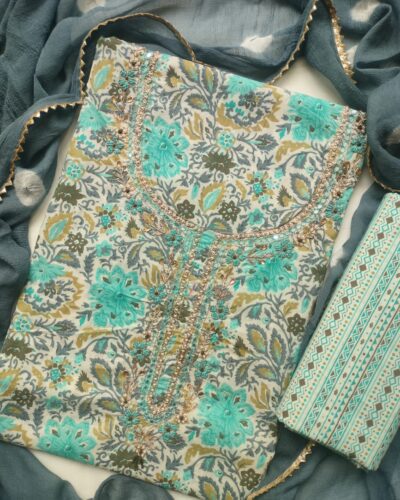 Pure Cotton Casual Wear Unstitched Suit Set