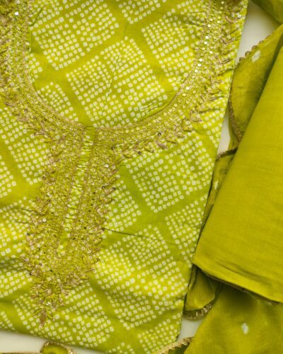Special Cotton Green Party Wear Suit Set Material