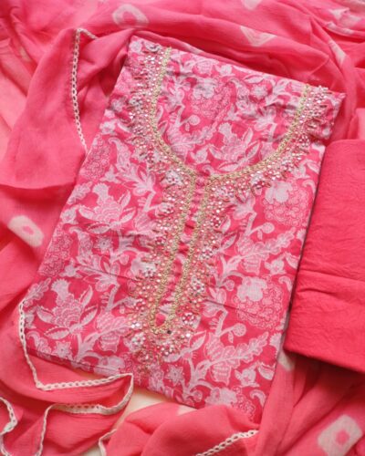 Festive Wear Cotton Unstitched Suit Fabric for Women