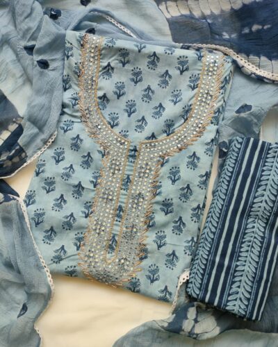 Ethnic Cotton Unstitched Suit Set Fabric