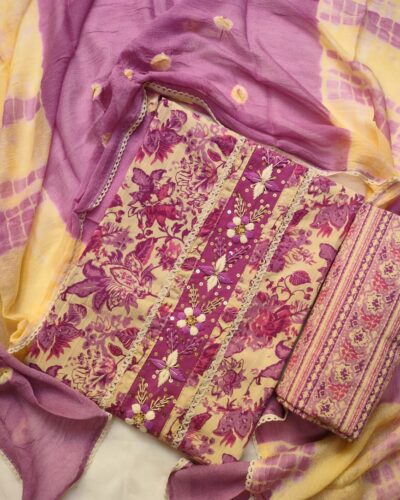 Ethnic Cotton Unstitched Dress Material for Women