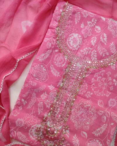 Cotton unstitched suit set material