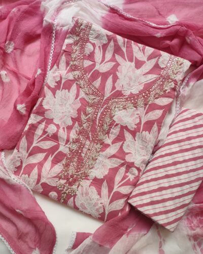 Floral Cotton Unstitched Suit Set for Women