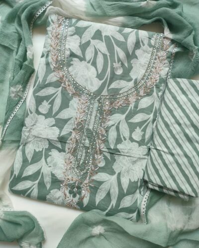 Floral Cotton Unstitched Suit Set for Ladies