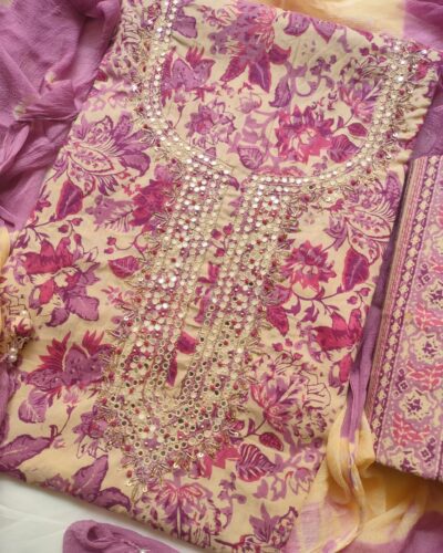 Fashionable Cotton Unstitched Salwar Suit Set